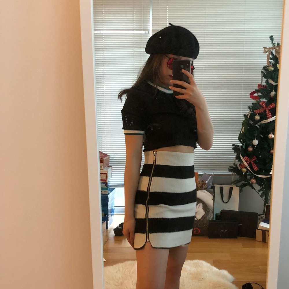 Topshop black & white stripes high-waist